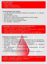 Plakat o zasadach oddawania krwi