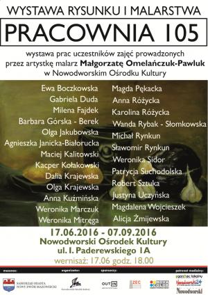 17.06.2016r. o godz. 18:00 w galerii "Łącznik" w Nowodworskim Ośrodku Kultury odbędzie się wernisaż rysunku i malarstwa...