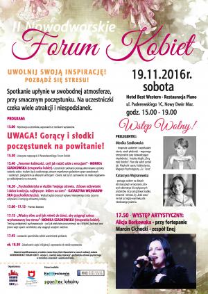 19.11.2016r. Nowodworskie Forum Kobiet - edycja II, "Uwolnij swoją inspirację".
