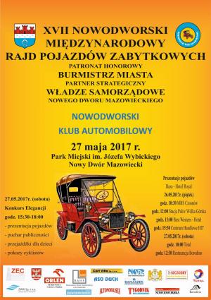 Nowodworski Klub Automobilowy zaprasza 27 maja 2017r. do Parku Miejskiego im. Józefa Wybickiego na XVII Nowodworski...