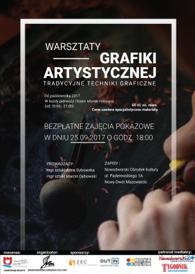 Plakat - zajęcia z grafiki artystycznej w Nowodworskim Ośrodku Kultury