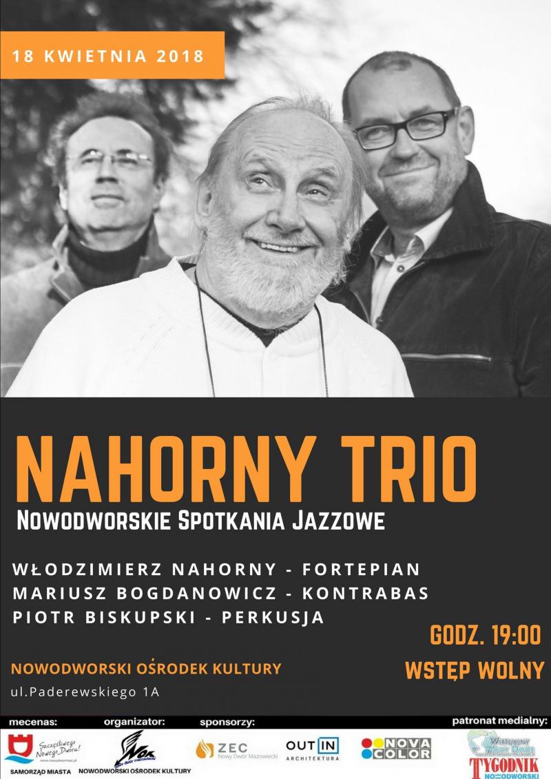 18.04.2018 r. godz. 19:00 w NOK-u Nowodworskie Spotkanie Jazzowe z Nahorny Trio.