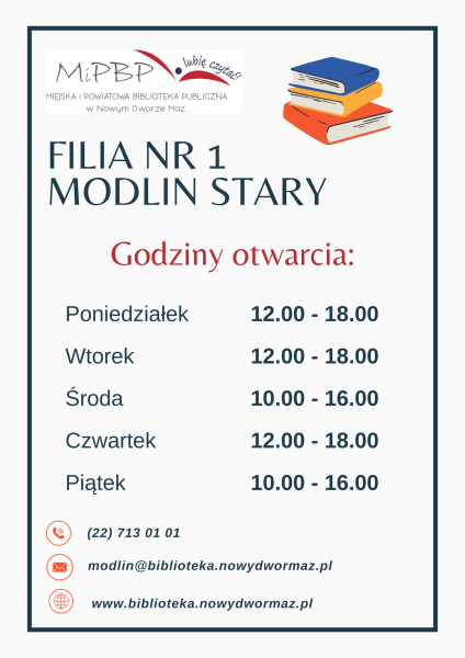 Zmiana godzin otwarcia Filii nr 1 w Modlinie Starym!