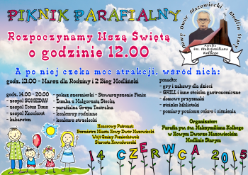 Plakat na Piknik Parafialny w Modlinie Starym