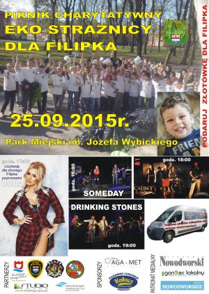 Plakat na piknik charytatywny "Eko Strażnicy dla Filipka"