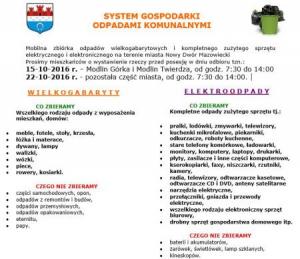 15 i 22.10.2016r. moblina zbiórka odpadów w naszym mieście.