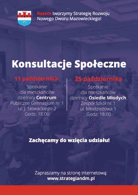 Konsultacje społeczne: 11.10.2016r. dla dzielnicy Centrum, 25.10.2016r. dla dzielnicy Osiedle Młodych.