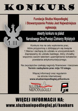 Fundacja Służba Niepodległej oraz Stowarzyszenie Polska Jest Najważniejsza ogłaszają otwarty konkurs na plakat NARODOWEGO...