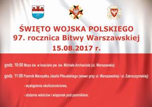 15.08.2017r. zapraszamy na uroczystości z okazji Święta Wojska Polskiego oraz 97. rocznicy Bitwy Warszawskiej.
