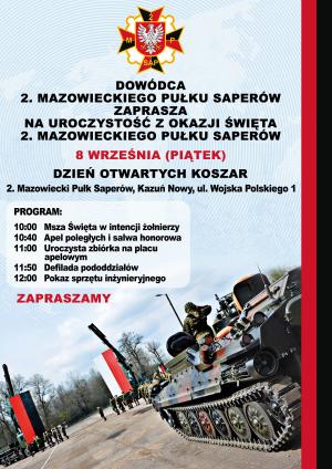 Dowódca 2. Mazowieckiego Pułku Saperów zaprasza 8 września 2017 r. na uroczystości z okazji święta 2. Mazowieckiego Pułku...