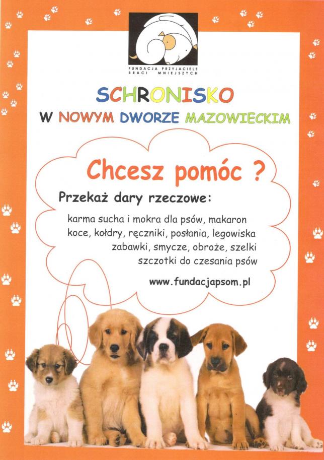 Chcesz pomóc schronisku w Nowym Dworze Mazowieckim?...