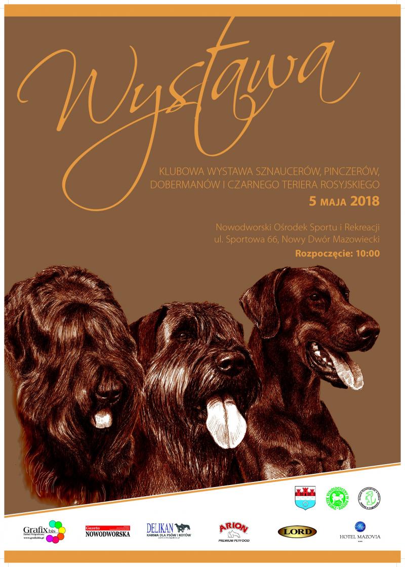 5.05.2018 r. godz. 10:00 w hali NOSiR wystawa klubowa psów...