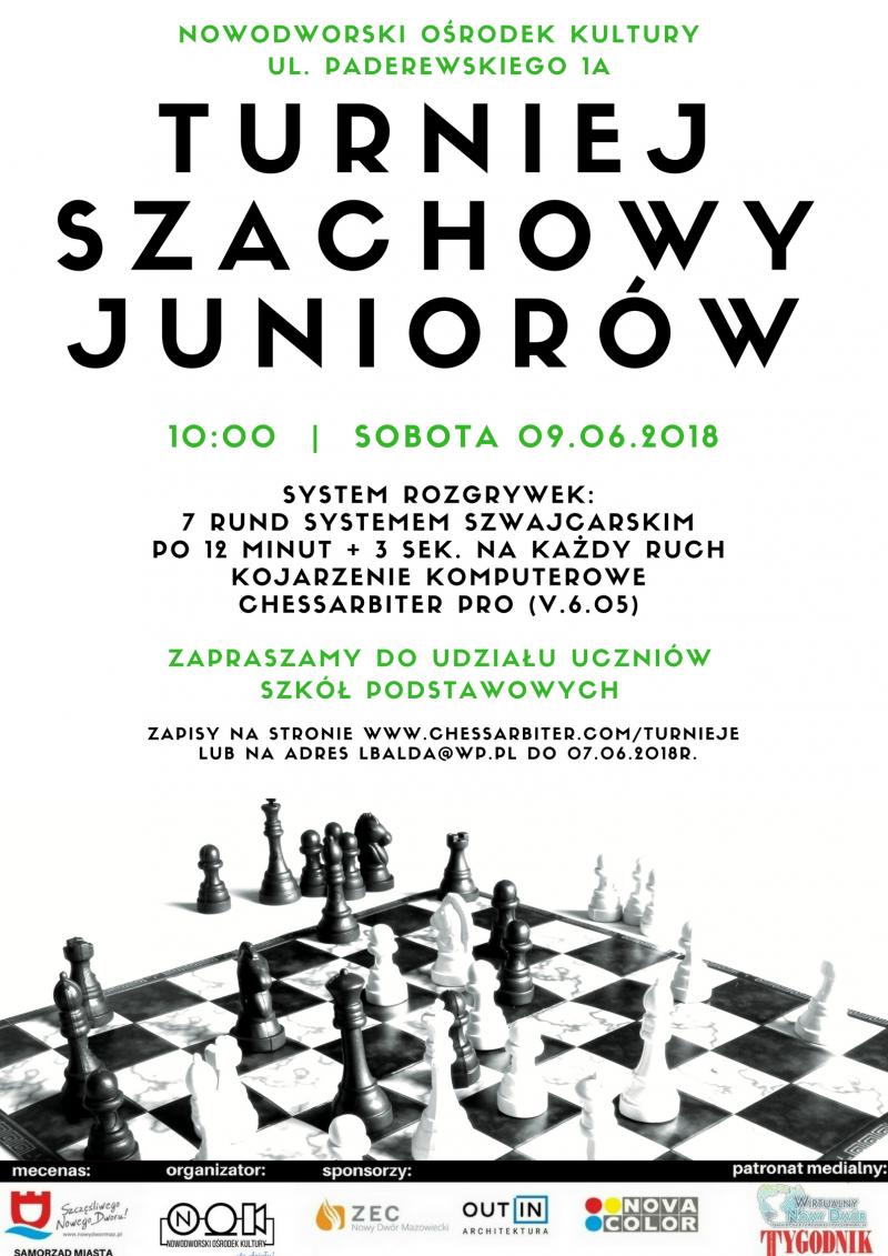 9.06.2018 r. godz. 10:00 w NOK-u Turniej Szachowy Juniorów.