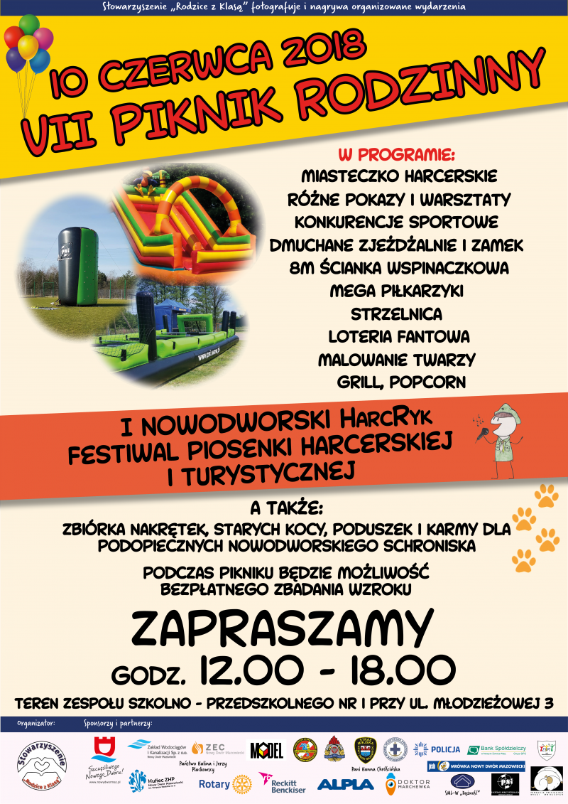 10.06.2018 r. w godz. 12:00-18:00 na terenie Zespołu Szkolno-Przedszkolnego nr 1 odbędzie się VII Piknik Rodzinny.