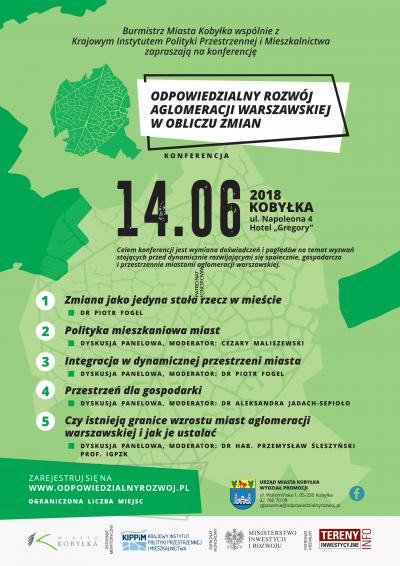14.06.2018 r w Kobyłce odbędzie się konferencja „Odpowiedzialny Rozwój Miast Aglomeracji Warszawskiej w Obliczu Zmian”.