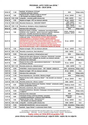 Program "Lato z NOK-iem 2018" 25.06.-20.07.2018 r.