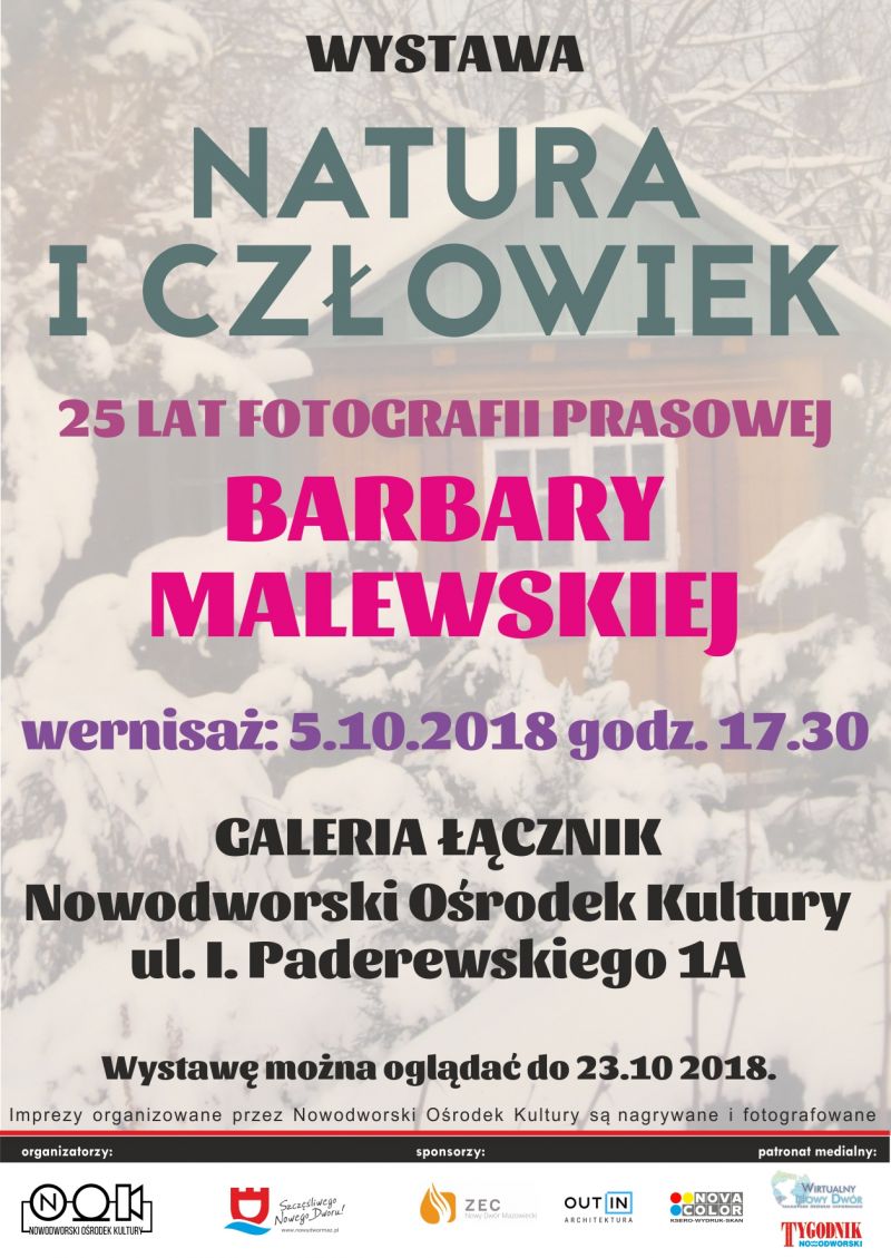 5.10.2018 r. o godz. 17:30 zapraszamy do Galerii Łącznik Nowodworskiego Ośrodka Kultury na wernisaż wystawy fotografii...