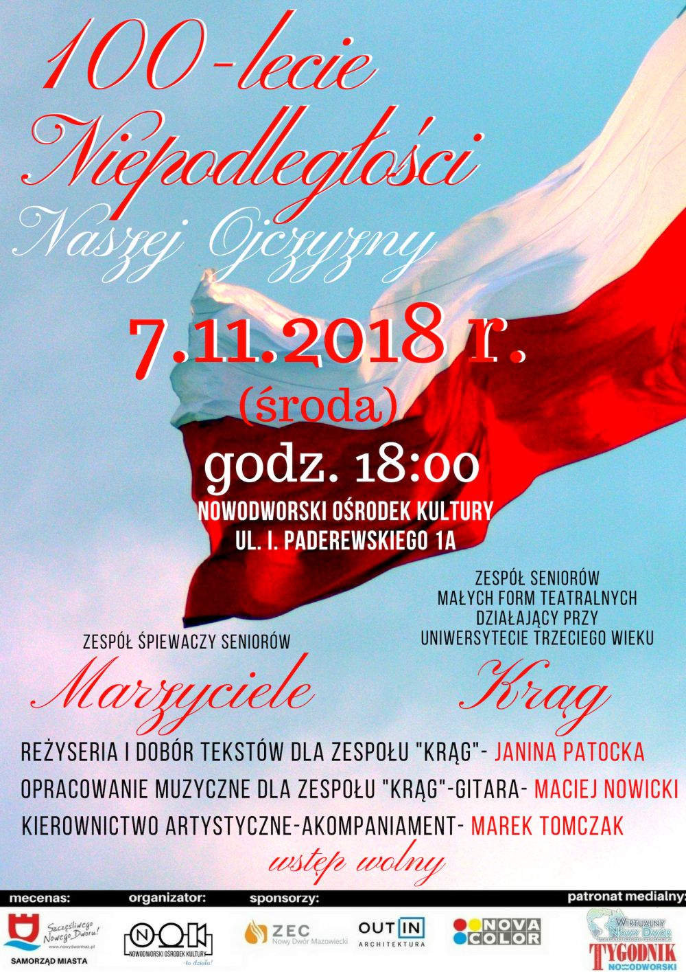 7.11.2018 r. o godz. 18:00 zapraszamy do Nowodworskiego...