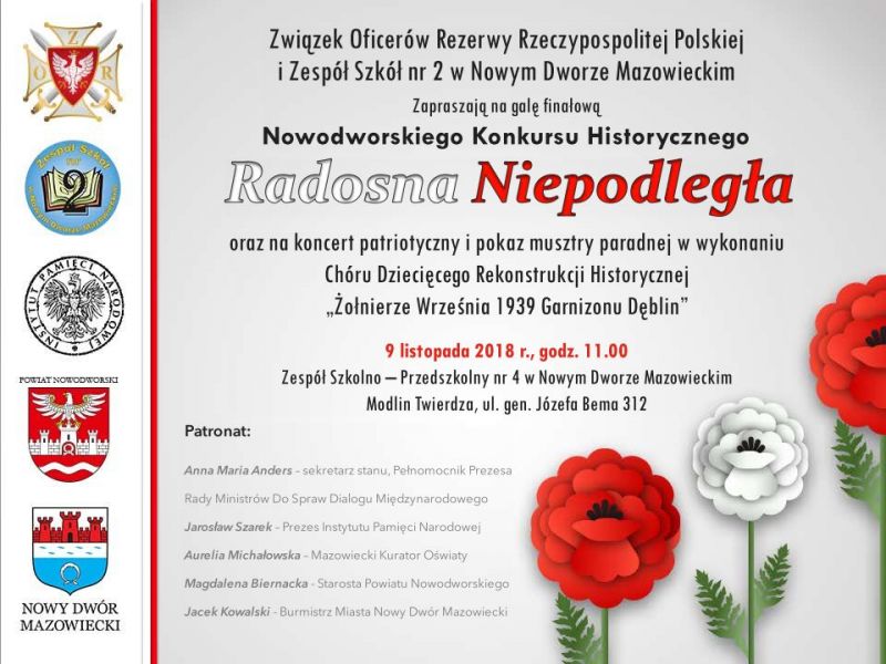 9.11.2018 r. o godz. 11:00 zapraszamy do Zespołu Szkolno-Przedszkolnego nr 4 na galę finałową Nowodworskiego Konkursu...