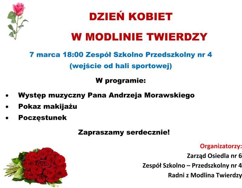 7.03.2019 r. o godz. 18:00 w Zespole Szkolno-Przedszkolny nr 4 w Modlinie Twierdzy odbędzie się spotkanie z okazji Dnia...