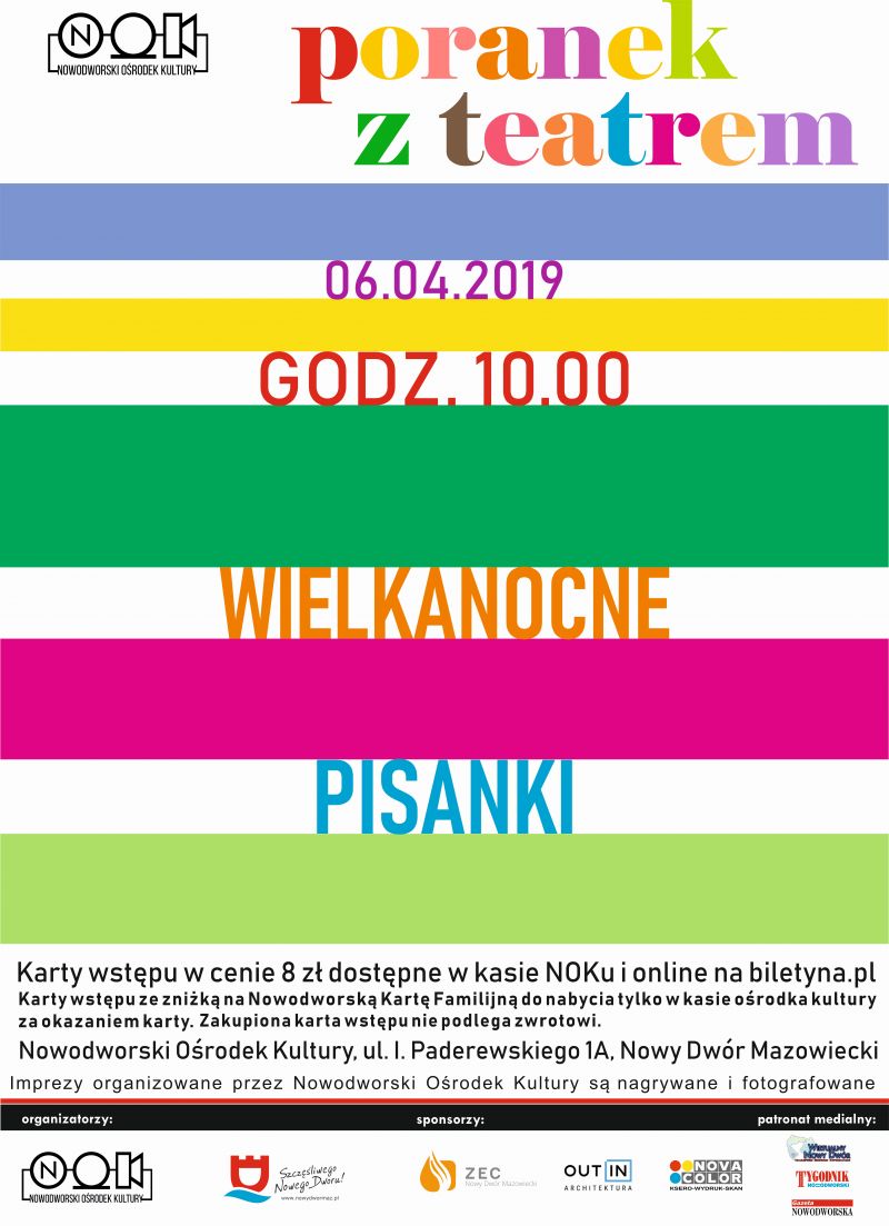 6.04.2019 r. o godz. 10.00 zapraszamy do Nowodworskiego Ośrodka Kultury na spektakl wykonaniu Teatru „Wariacja” pt...