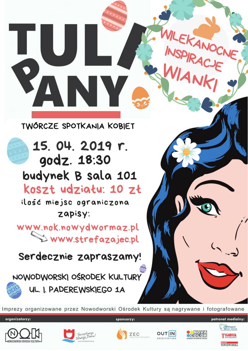 15.04.2019 r. o godz. 18:30 zapraszmy Panie do Nowodworskiego Ośrodka Kultury na zajęcia "Wielkanocne inspiracje - wianki".