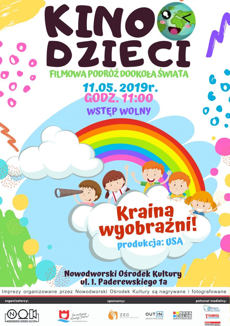 11.05.2019 r. o godz. 11:00 w Nowodworskim Ośrodku Kultury projekcja filmowa z cyklu "Kino Dzieci. Filmowa podróż dookoła...