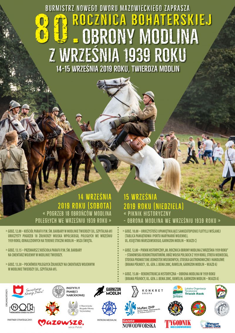 Burmistrz Nowego Dworu Mazowieckiego zaprasza 14-15.09.2019 r. na uroczystości z okazji 80. rocznica bohaterskiej obrony...