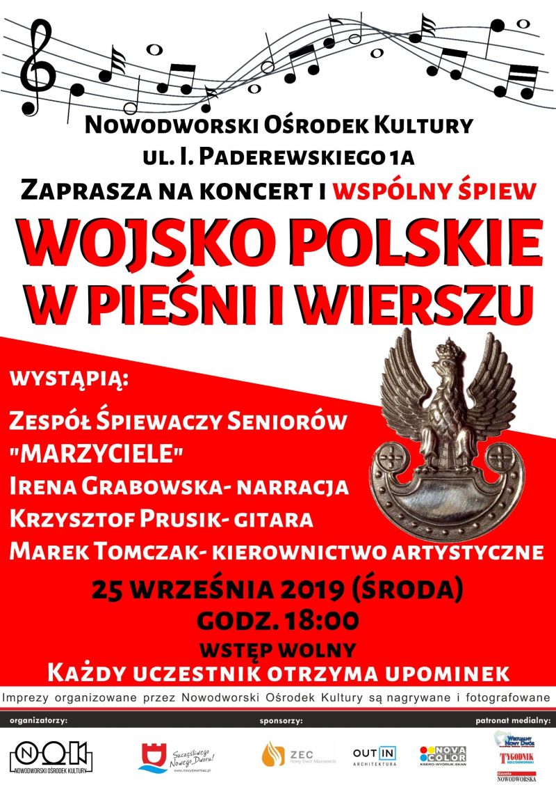 Nowodworski Ośrodek Kultury i Zespół Śpiewaczy Seniorów "Marzyciele" serdecznie zapraszają do wspólnego śpiewania...