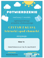 Klasa 1A zrealizowała I moduł w Projekcie „Lekturki spod Chmurki”.