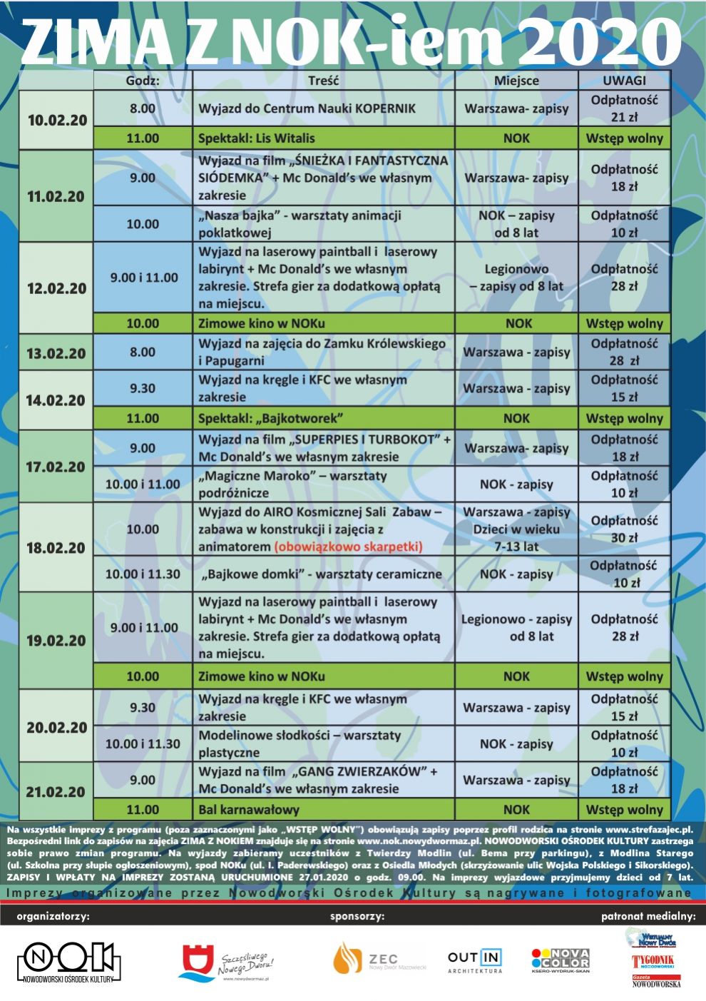 10-21.02.2020 r. Nowodworski Ośrodek Kultury zaprasza na...