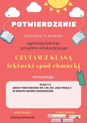 Innowacja pedagogiczna w klasie 2a – podsumowanie drugiego modułu projektu „Czytam z klasą”.