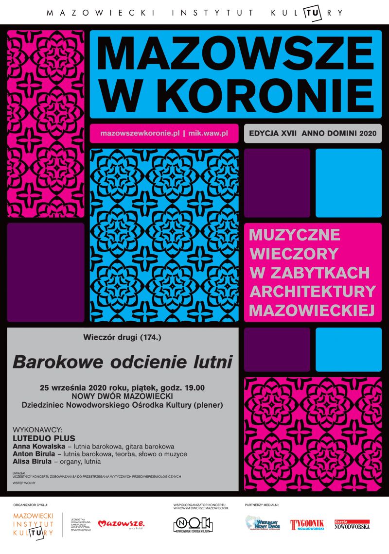 Różnokolorowe czworokąty z naniesionym czarnym motywem ozdobnym