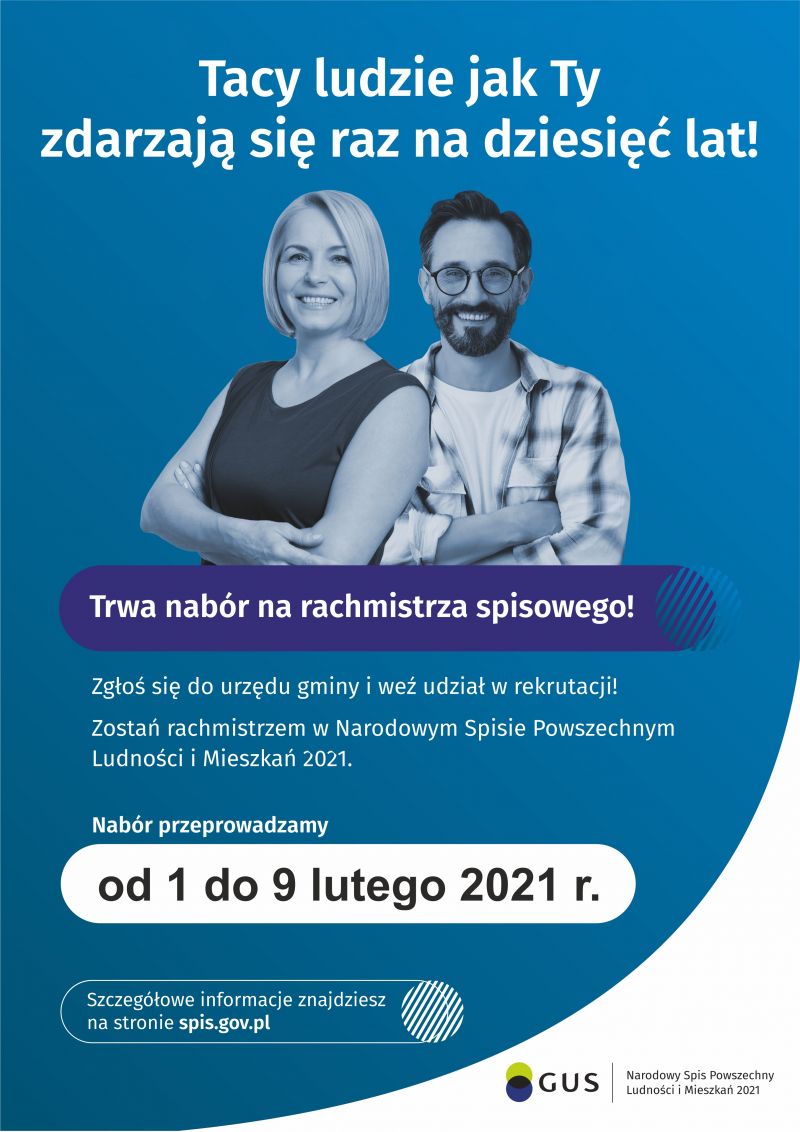 Zostań rachmistrzem w Narodowym Spisie Powszechnym Ludności i Mieszkań 2021. Od 1 do 9 lutego 2021 r. trwa nabór na...