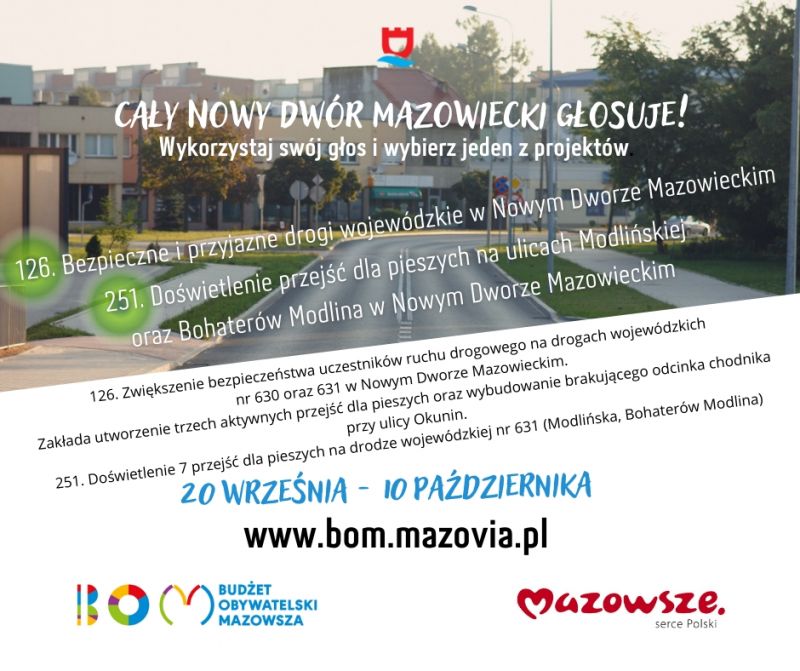 Wykorzystaj swój głos i wybierz jeden z projektów. Projekt nr 126: Bezpieczne i przyjazne drogi wojewódzkie w Nowym Dworze...