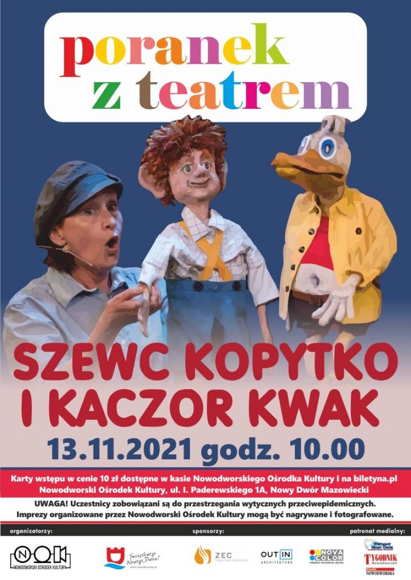 Plakat informacyjny - Teatrzyk kukiełkowy oraz napisy