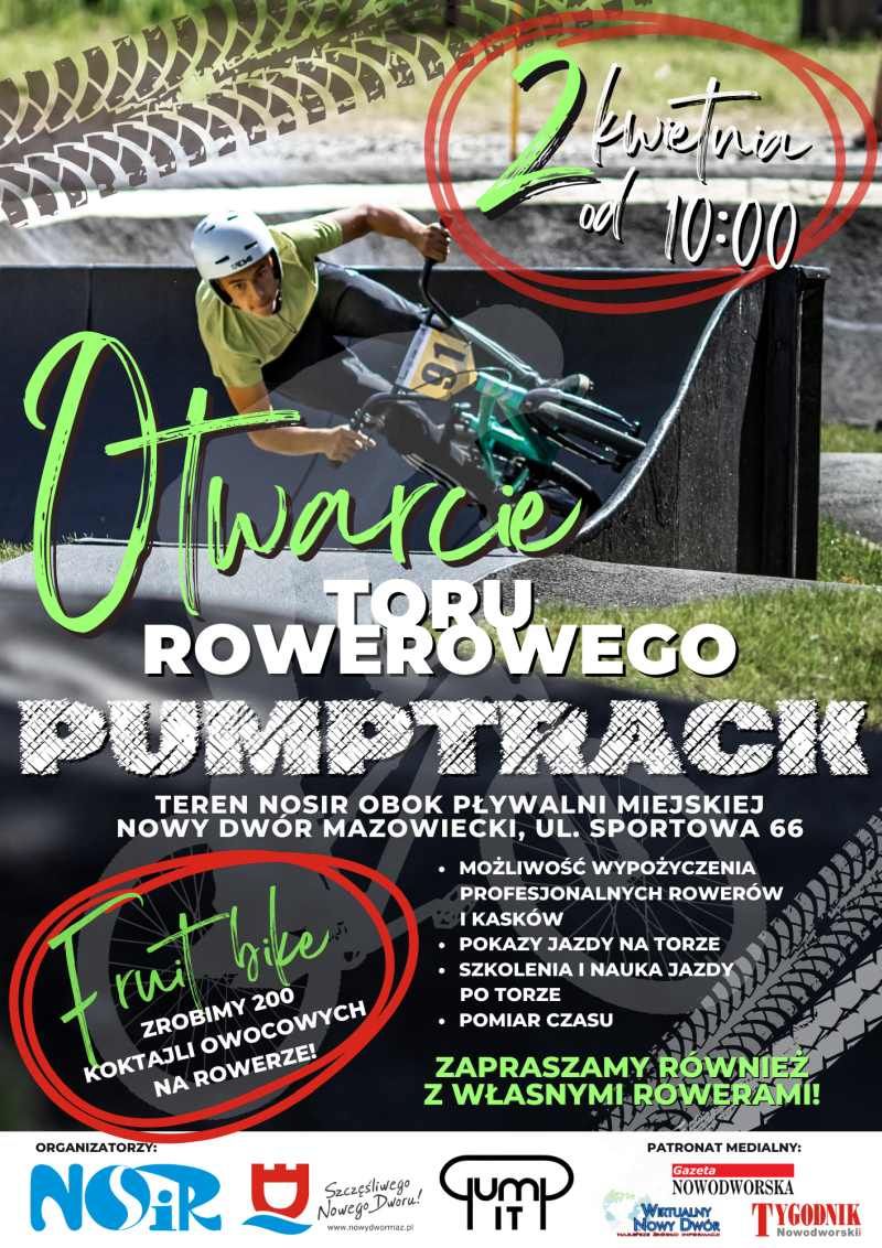 2 kwietnia od godz. 10:00 otwarcie toru rowerowego pumptrack. Teren NOSiR obok pływalni miejskiej.