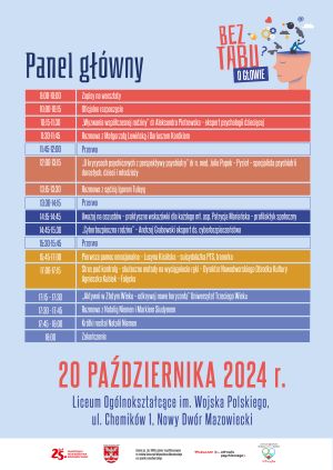Stojący w głowie mężczyzna wyrzuca różne elementy: żarówkę, kółka zębate, chmurki, bombę z lontem, piorun, serce.