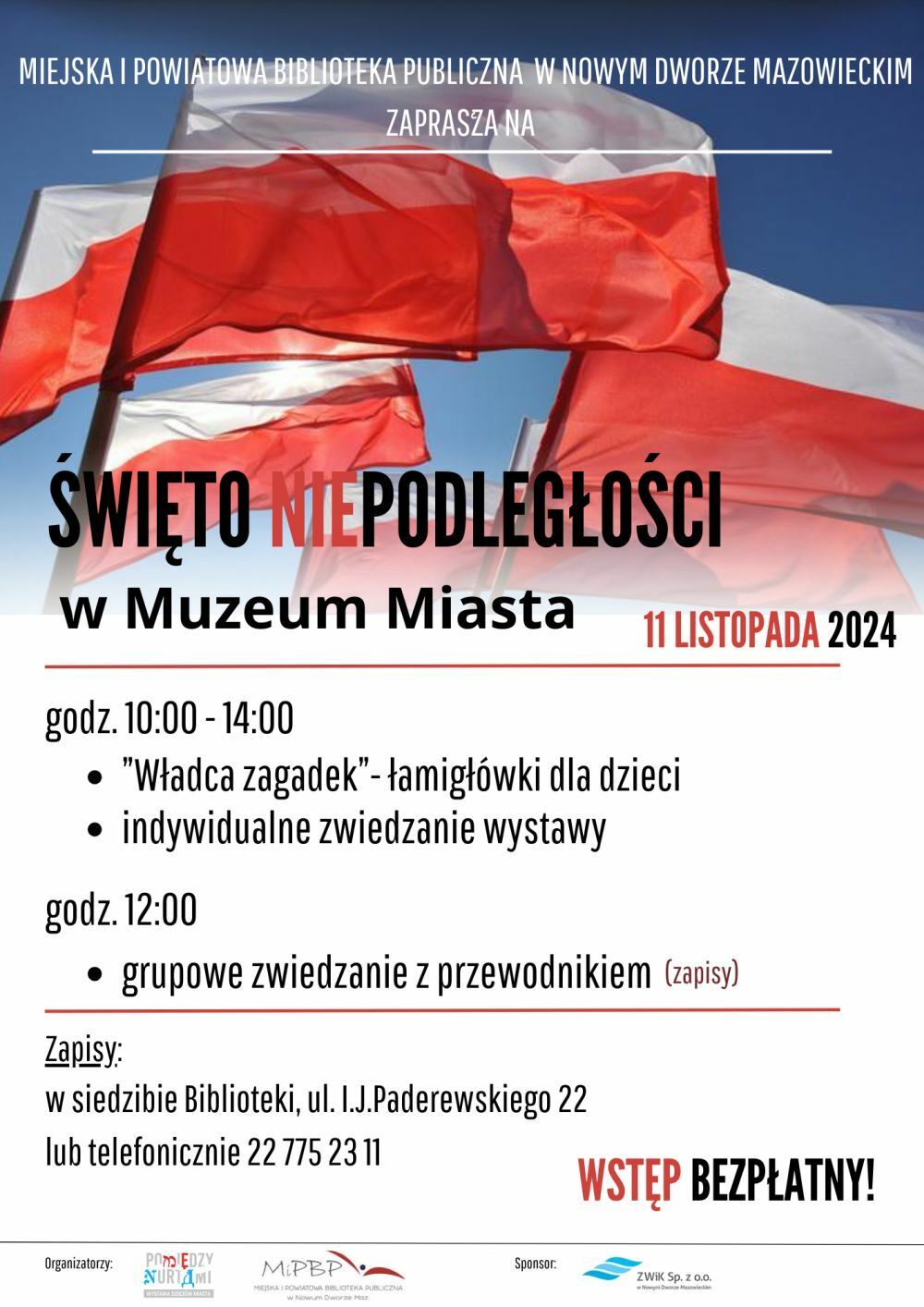 Sześć biało-czerwonych flag.
