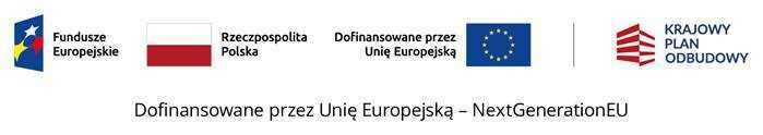 Flaga Polski i Unii Europejskiej. Logo: Fundusze Europejskie, Krajowy Plan Odbudowy.