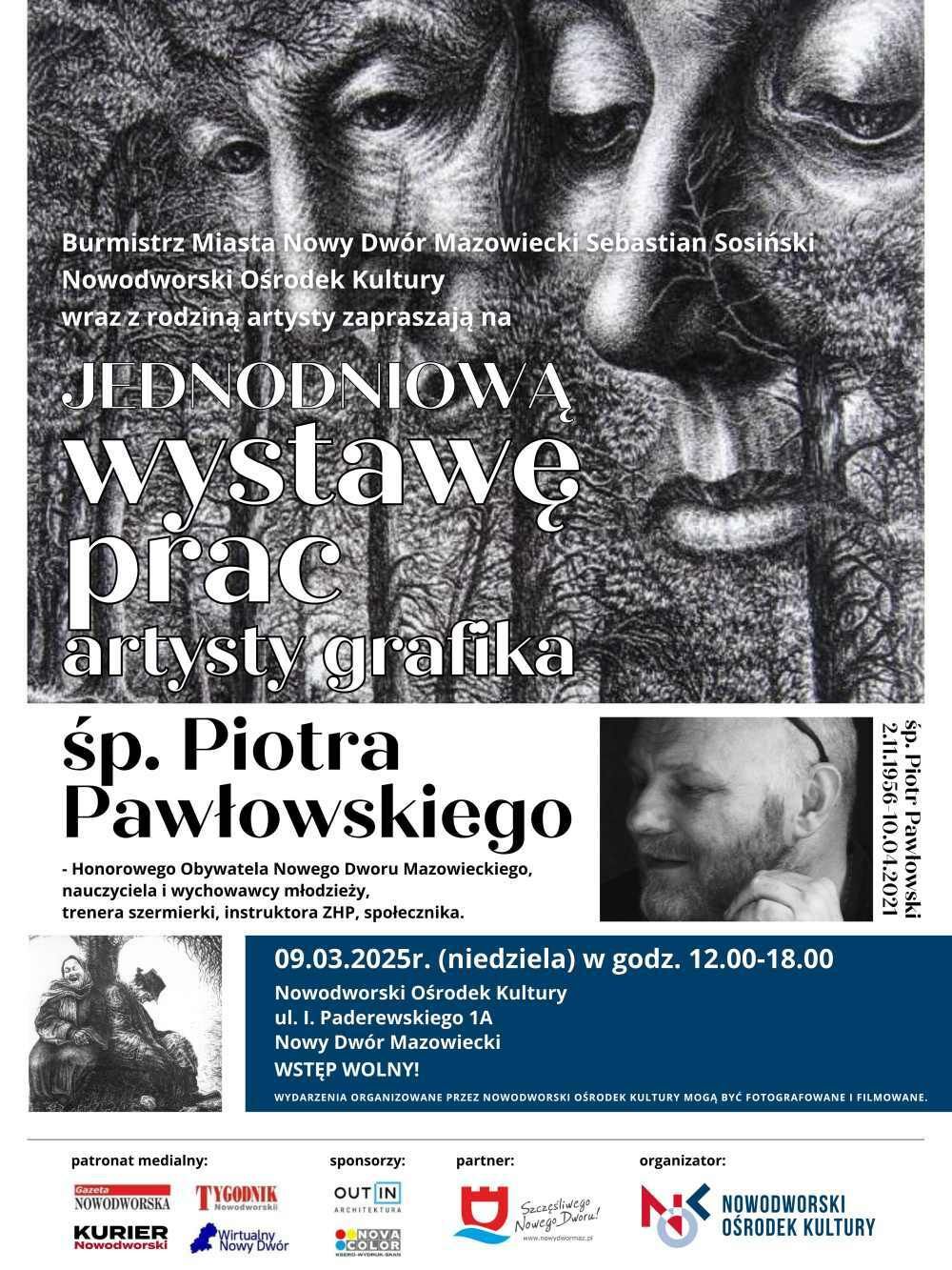 Głowa mężczyzny z wąsami i brodą. Kobieta i mężczyzna siedzą przy drzewie. Dwie twarze ludzkie przenikają się z drzewami.