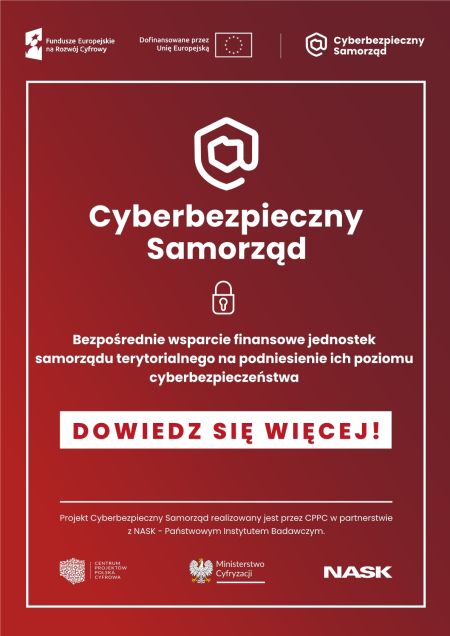 Plakat informuje o wsparciu finansowym dla jst, logotypy Funduszy Europejskich, Unii Europejskiej oraz partnerów projektu