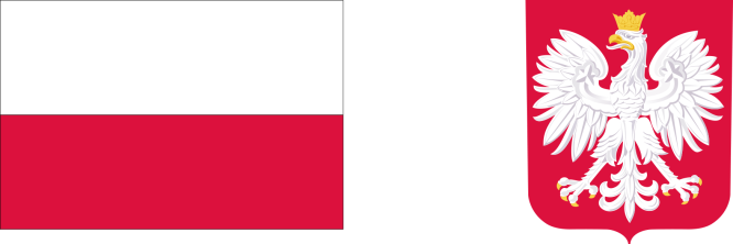 Flaga i godło Polski – biało-czerwona flaga oraz biały orzeł w koronie na czerwonym tle.