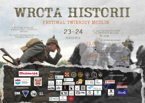 Graficzna informacja treści, mężczyźni w mundurach wojskowych, w stopce logotypy organizatorów, partnerów.
