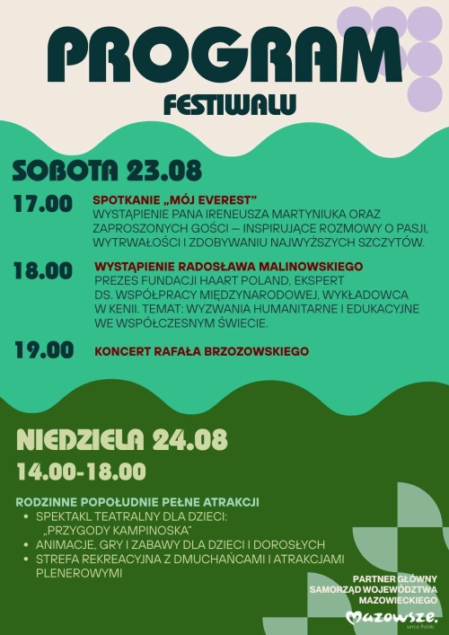 Graficzna informacja treści, różnokolorowe fale, w stopce logotypy partner głównego.