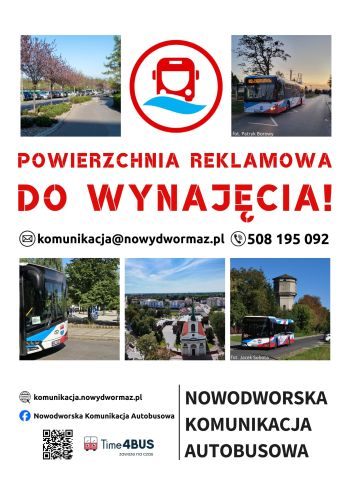 Plakat promujący wynajem powierzchni reklamowej na autobusach NKA