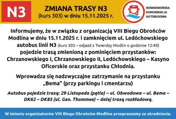 czasowa zmiana rozkładu jazdy, treść w formie graficznej