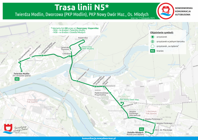 Trasa linii N5 ważna od 01.12.2025 r.