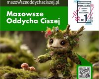 ludzik z drzewa, napis mazowsze oddycha ciszej