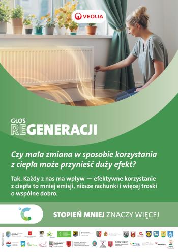 kobieta kucająca przy kaloryferze, trzyma kurek, parapet z dużą ilością kwiatów